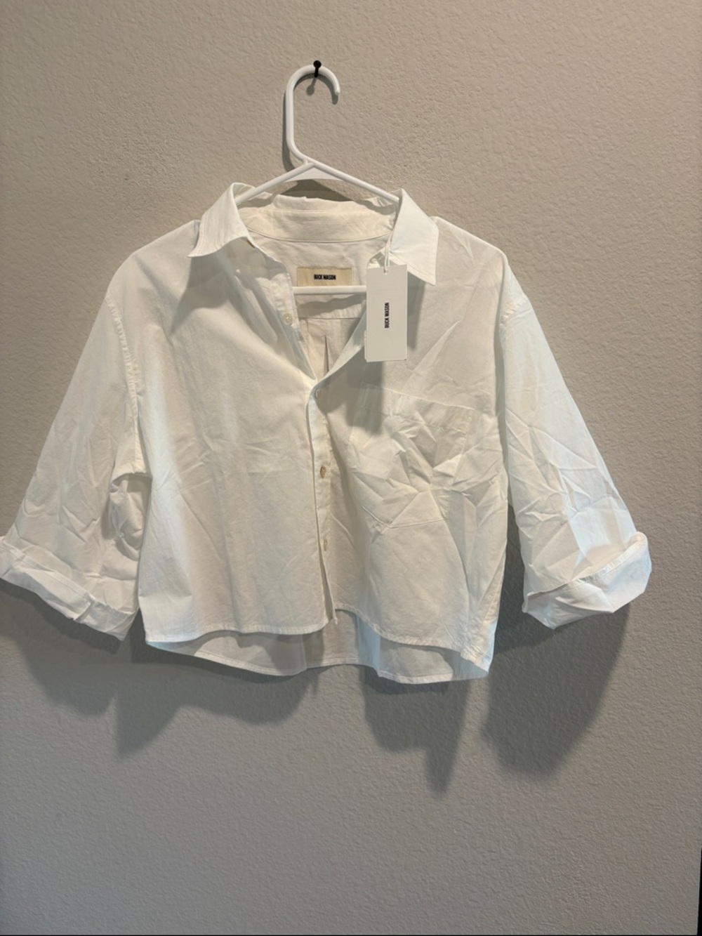 NWT Buck Mason White Mainstay Cotton Cut Off Shirt Small Retail $168